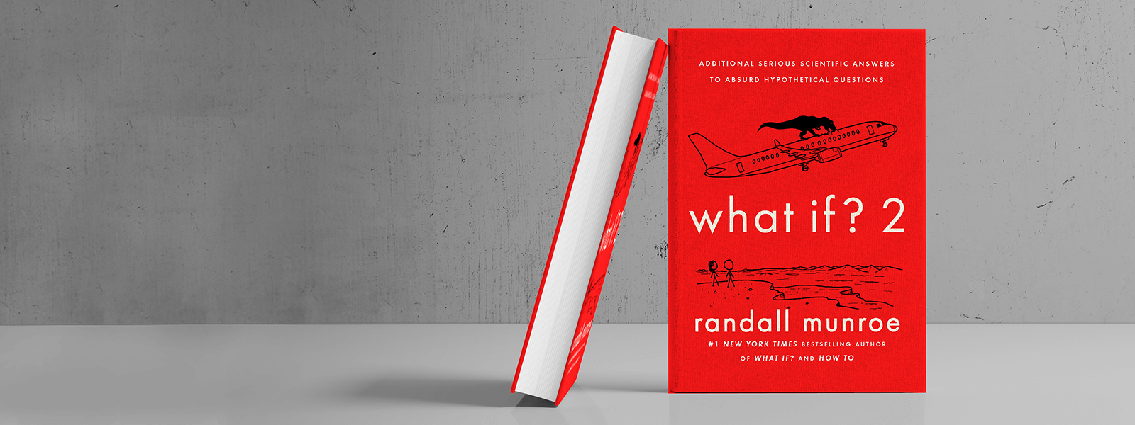 książka What if 2 Randalla Munroe na szarym betonowym tle